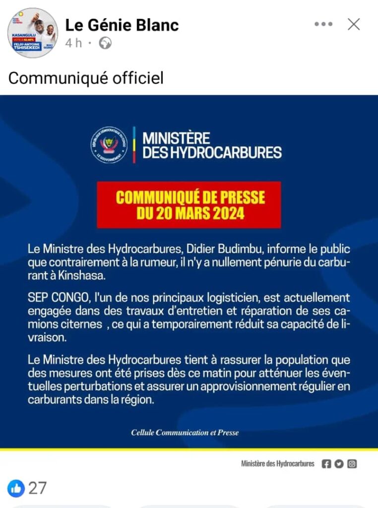 Communiqué officiel